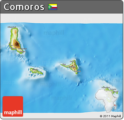 Physical 3D Map of Comoros
