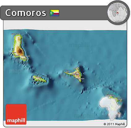 Physical 3D Map of Comoros, satellite outside