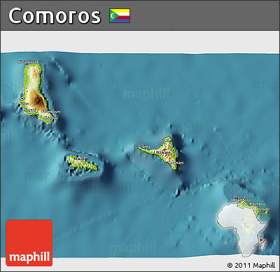 Physical 3D Map of Comoros, satellite outside
