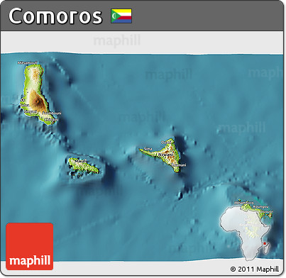 Physical 3D Map of Comoros, satellite outside