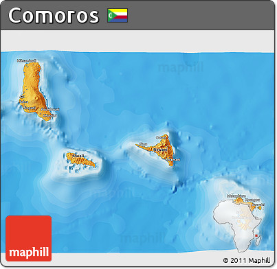 Political 3D Map of Comoros