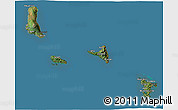 Satellite 3D Map of Comoros, darken, land only