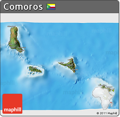 Satellite 3D Map of Comoros, physical outside