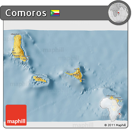 Savanna Style 3D Map of Comoros