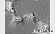 Shaded Relief 3D Map of Comoros, darken, desaturated