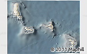 Shaded Relief 3D Map of Comoros, darken, semi-desaturated