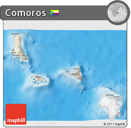 Shaded Relief 3D Map of Comoros