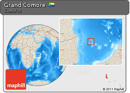 Shaded Relief Location Map of Grand Comore
