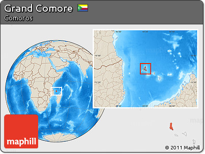 Shaded Relief Location Map of Grand Comore