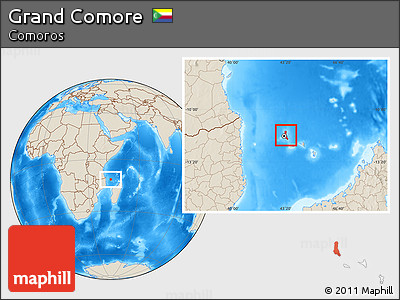 Shaded Relief Location Map of Grand Comore