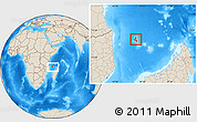Shaded Relief Location Map of Grand Comore, highlighted country, within the entire country