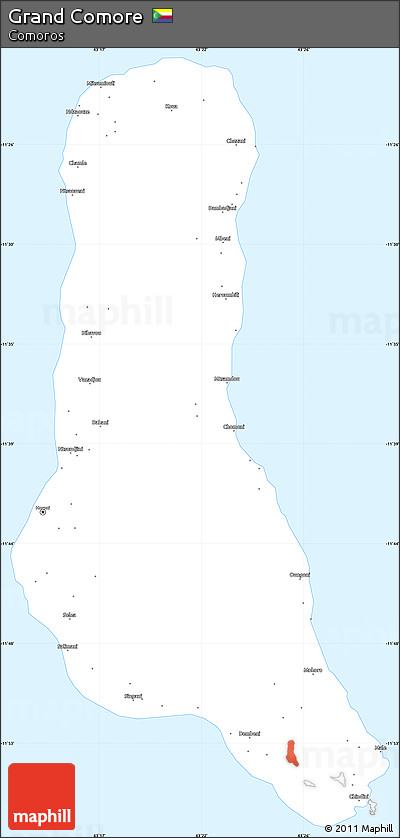 Classic Style Simple Map of Grand Comore, single color outside