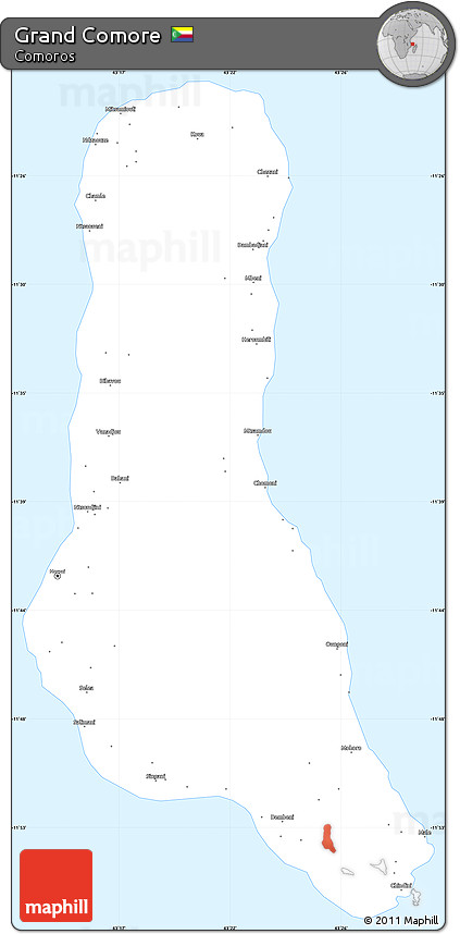 Classic Style Simple Map of Grand Comore, single color outside