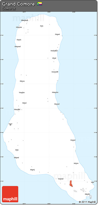 Classic Style Simple Map of Grand Comore, single color outside