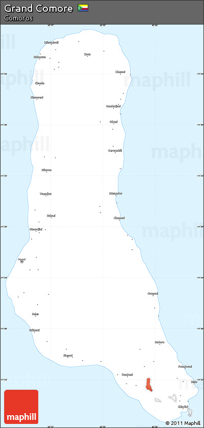 Gray Simple Map of Grand Comore