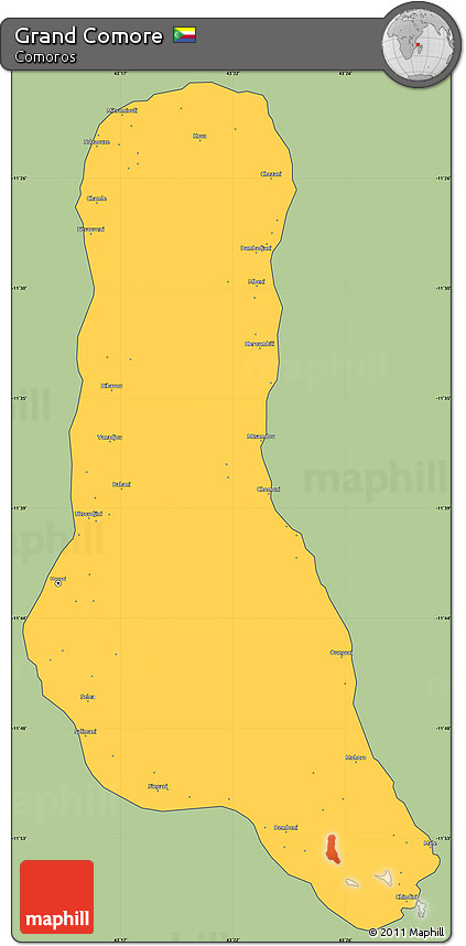 Savanna Style Simple Map of Grand Comore, cropped outside
