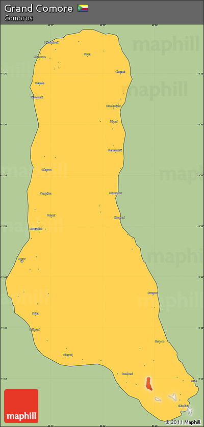 Savanna Style Simple Map of Grand Comore, cropped outside