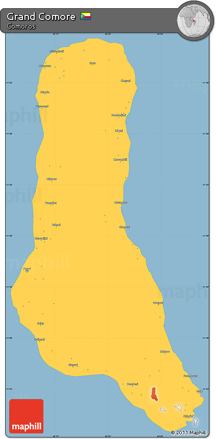Savanna Style Simple Map of Grand Comore