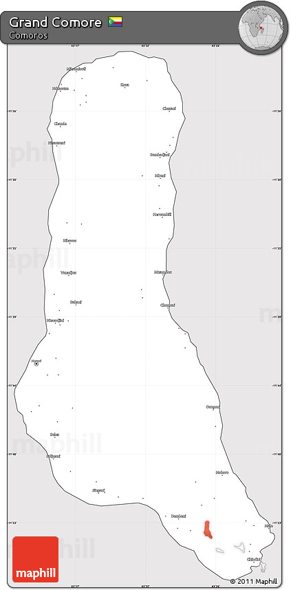 Silver Style Simple Map of Grand Comore, cropped outside