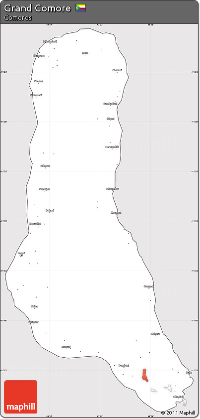 Silver Style Simple Map of Grand Comore, cropped outside