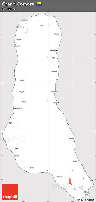 Silver Style Simple Map of Grand Comore, cropped outside