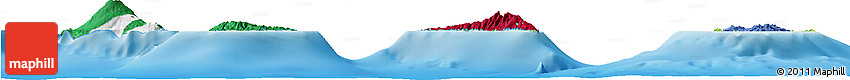 Flag Horizon Map of Comoros, physical outside, flag centered