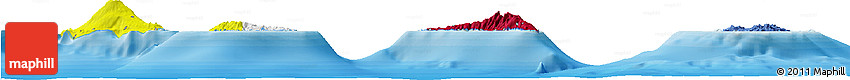 Flag Horizon Map of Comoros, single color outside, bathymetry sea, shaded relief sea, flag aligned to the middle