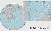 Blank Location Map of Comoros, gray outside, hill shading outside