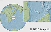 Blank Location Map of Comoros, savanna style outside, hill shading outside