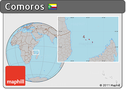 Gray Location Map of Comoros