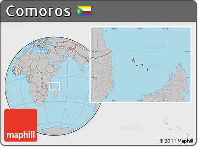Gray Location Map of Comoros