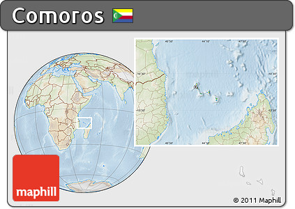 Physical Location Map of Comoros, lighten