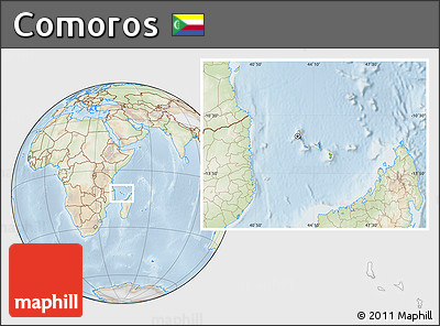 Physical Location Map of Comoros, lighten