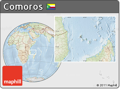 Physical Location Map of Comoros, lighten