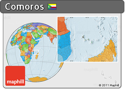 Physical Location Map of Comoros, political outside