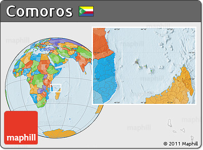 Physical Location Map of Comoros, political outside