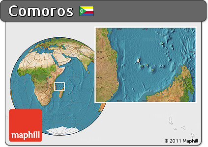 Physical Location Map of Comoros, satellite outside