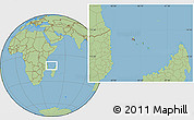 Physical Location Map of Comoros, savanna style outside