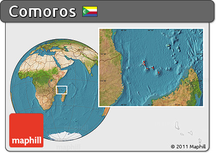 Satellite Location Map of Comoros