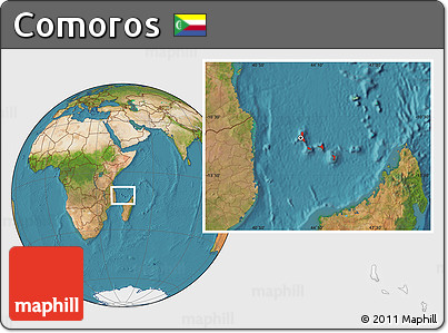 Satellite Location Map of Comoros