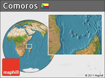 Satellite Location Map of Comoros