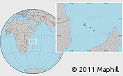 Satellite Location Map of Comoros, gray outside