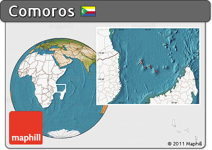 Satellite Location Map of Comoros, highlighted continent