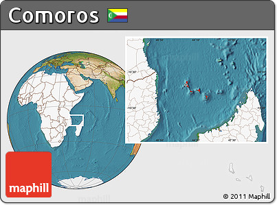 Satellite Location Map of Comoros, highlighted continent