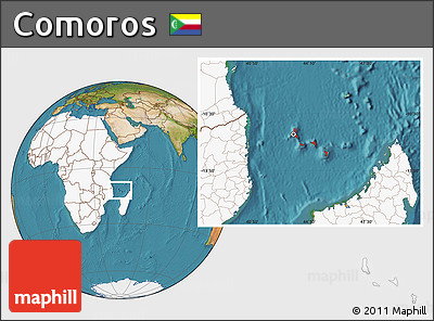 Satellite Location Map of Comoros, highlighted continent