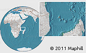 Satellite Location Map of Comoros, lighten, desaturated, land only