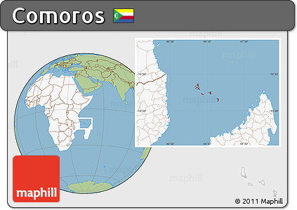 Savanna Style Location Map of Comoros, highlighted continent