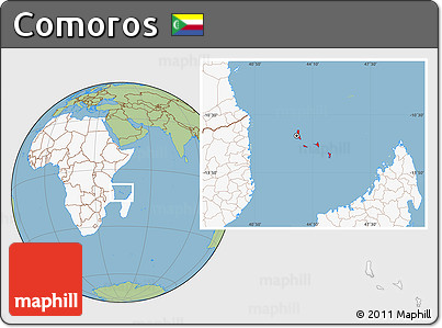 Savanna Style Location Map of Comoros, highlighted continent
