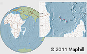 Savanna Style Location Map of Comoros, highlighted continent, hill shading