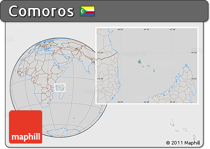 Savanna Style Location Map of Comoros, lighten, desaturated